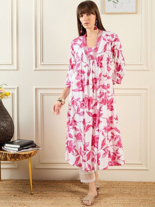 A-line kurta with sequined neckline