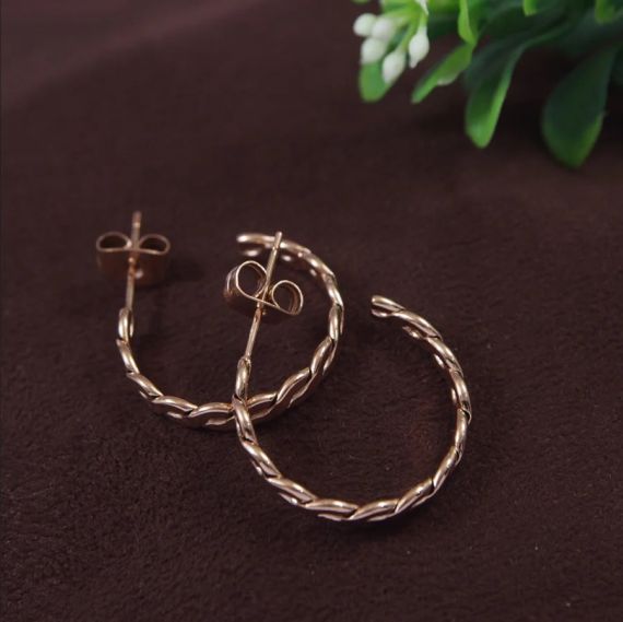 Stainless Steel Rosegold Plated Braided Hoops Earring