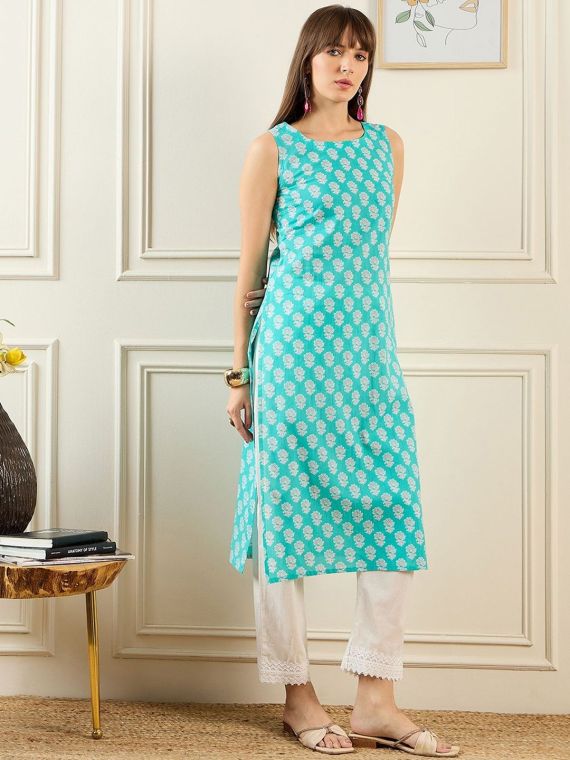 Sleevelesss kurta with print