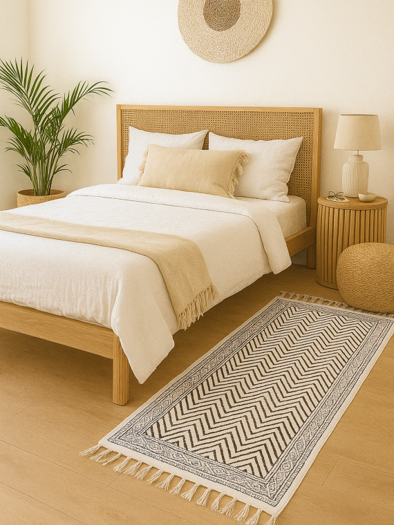 Chevron Handblock printed Rug -2*5ft