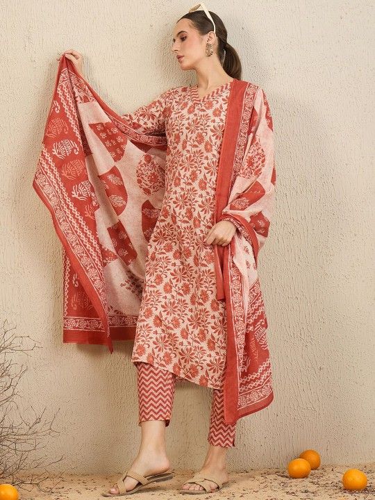cotton kurta set with Gota lace