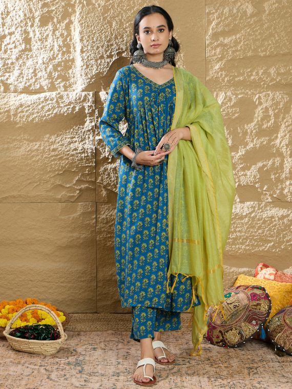 Alia kurta set with chanderi dupatta