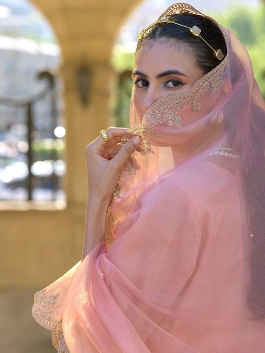 Pink Ethnic Motifs Embroidered Zari Straight Kurta With Trousers & Dupatta