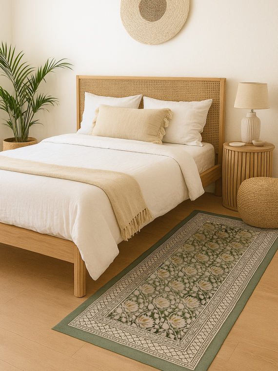 Lotus Handblock printed rug 2*5ft