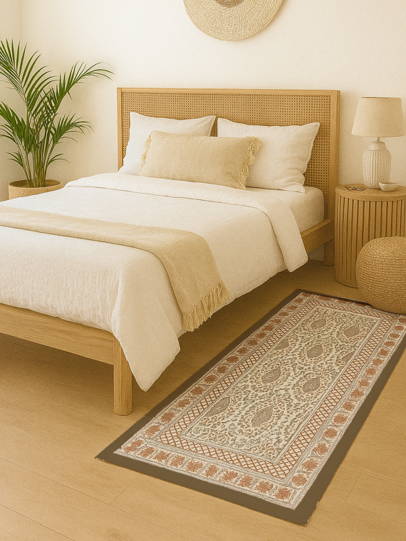 Mughal Ogee handblock printed Rug- 2*5ft