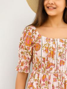 Floral Printed Maxi Dress with Puff Sleeves 