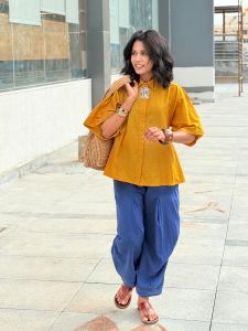 A-line Sleeve Mustard Top with Back detailing